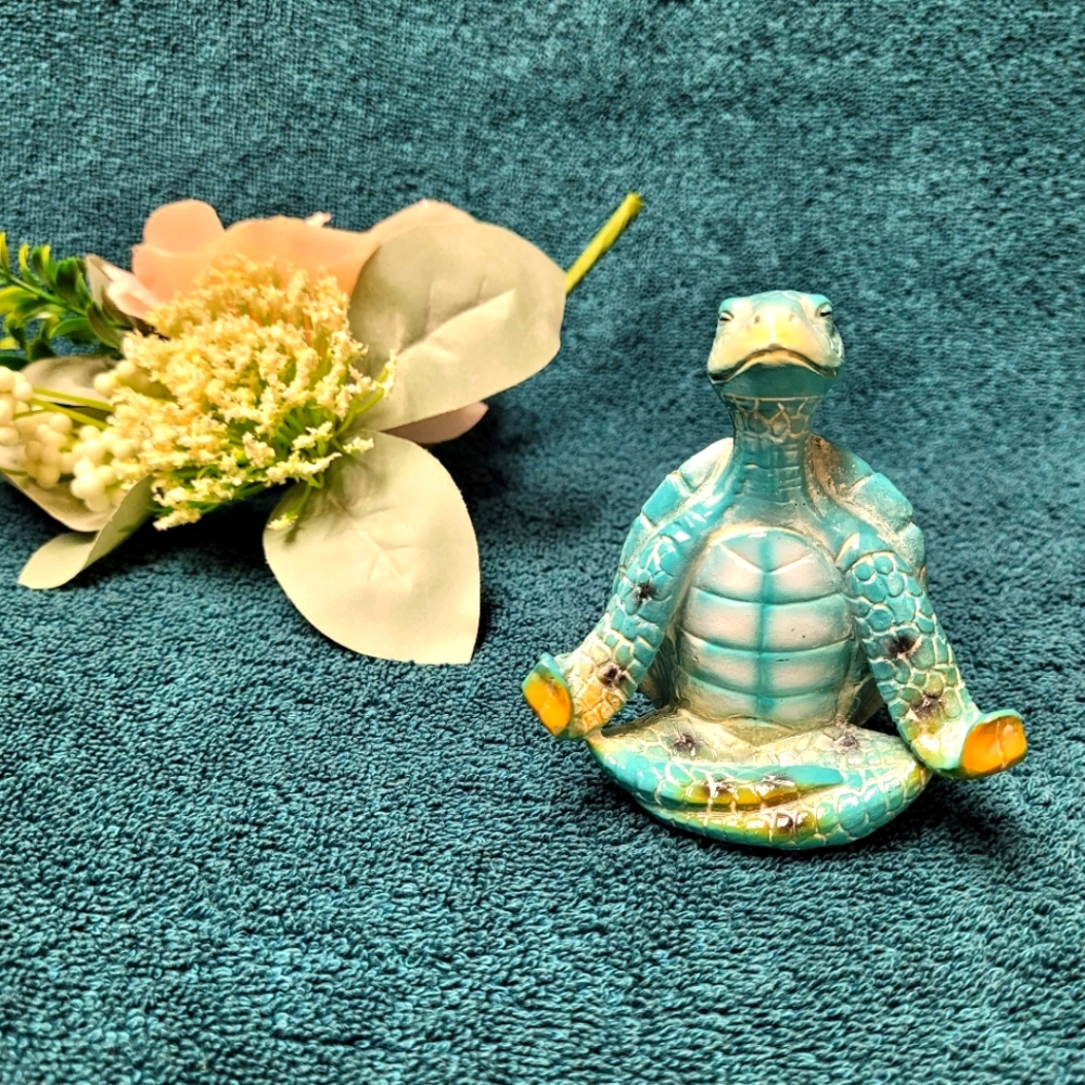 Zen Yoga Blue Resin Turtle Figurine